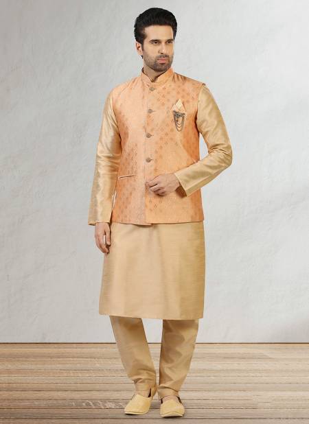 soumya creation New Festive Wear Jacquard Banarasi Silk Digital Print Kurta Pajama With Jacket Mens Collection